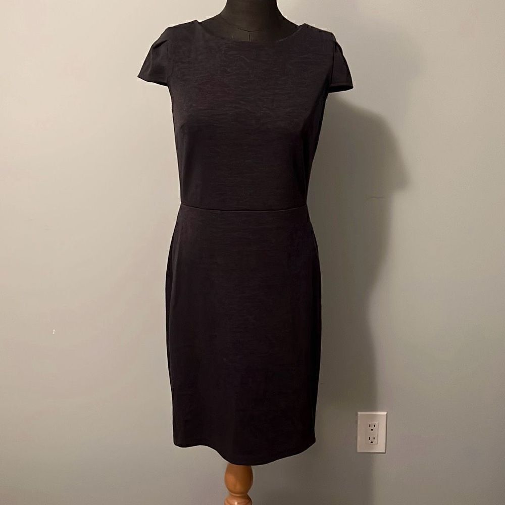 Cato Women's Gray Stretch Pleated Cap Sleeve Sheath Dress
